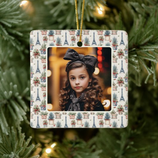 フォトエッフェルタワートピアリスパリクリスマス セラミックオーナメント (ツリー)