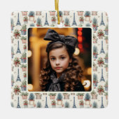 フォトエッフェルタワートピアリスパリクリスマス セラミックオーナメント (正面)