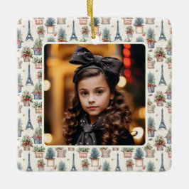 フォトエッフェルタワートピアリスパリクリスマス セラミックオーナメント