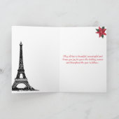 フォトエッフェルタワーパリカップル初めてのクリスマス シーズンカード (内部)
