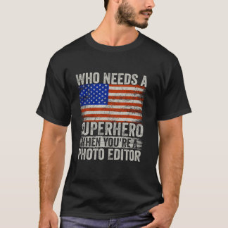 フォトエディおもしろいタースーパーヒーローヴィンテージティー男性へD Tシャツ