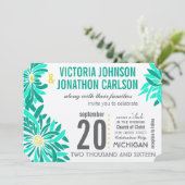 フォトエメラルドイエローミントモダンフローラ結婚ズ 招待状 (スタンド正面)