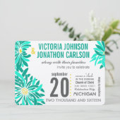 フォトエメラルドイエローモダンミント結婚フローライン 招待状 (スタンド正面)