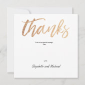 フォトエレガントなウェディング金ゴールドスクエアありがとう サンキューカード (裏面)