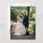 フォトエレガントなウェディング銅金ゴールドありがとう ポストカード (正面/裏面)