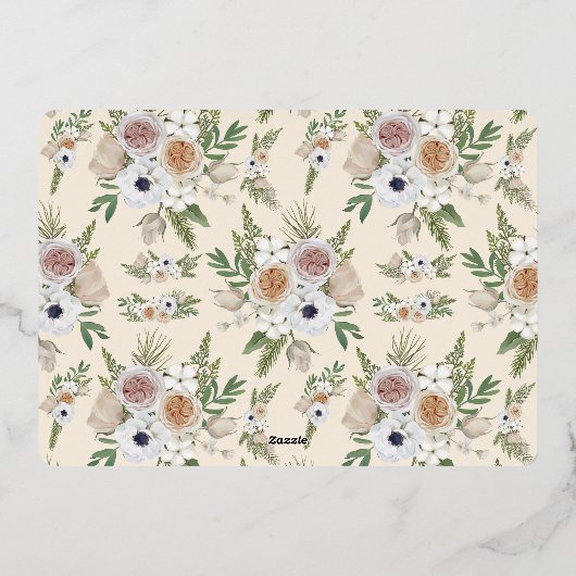 フォトエレガントウォーター色フローラクリスマス 箔シーズンカード (裏面)