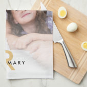 フォトエレガントオーバーレイモノグラムイニシャル名 キッチンタオル (四つ折り)