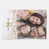 フォトエレガントオーバーレイモノグラムイニシャル名 キッチンタオル (横)