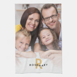 フォトエレガントオーバーレイモノグラムイニシャル名 キッチンタオル