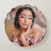 フォトエレガントキンセアニェラシンプル誕生日15 ラウンドクッション (裏面)