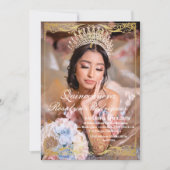 フォトエレガントキンセアニェラ金ゴールドホワイト招待状 招待状 (正面)