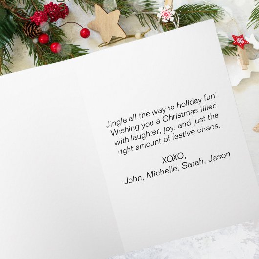 フォトエレガントクリスマスオーナメントと雪片 カード