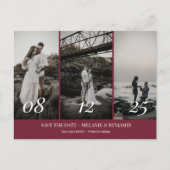 フォトエレガントコラージュバラピンク日付を保存 ポストカード (正面)