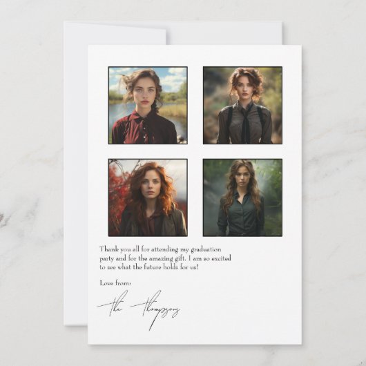 フォトエレガントコラージュ白黒卒業 サンキューカード (裏面)