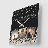 フォトエレガントコラージュ金ゴールドシルバー25周年記念 スクエア壁時計 (傾斜)