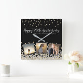 フォトエレガントコラージュ金ゴールドシルバー25周年記念 スクエア壁時計 (ホーム)