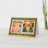 フォトエレガントコラージュ金ゴールド赤い緑の名前 シーズンカード (正面)