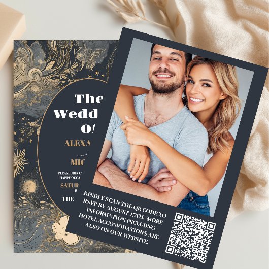 フォトエレガントシルバー金ゴールドス結婚テラス 招待状