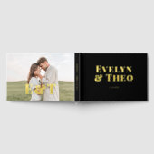 フォトエレガントシンプルブラック結婚ズゲストブック ゲストブック (全面)