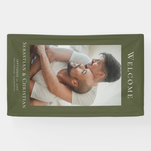 フォトエレガントシンプル歓迎結婚の 横断幕 (横)