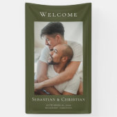 フォトエレガントシンプル歓迎結婚の 横断幕 (縦)