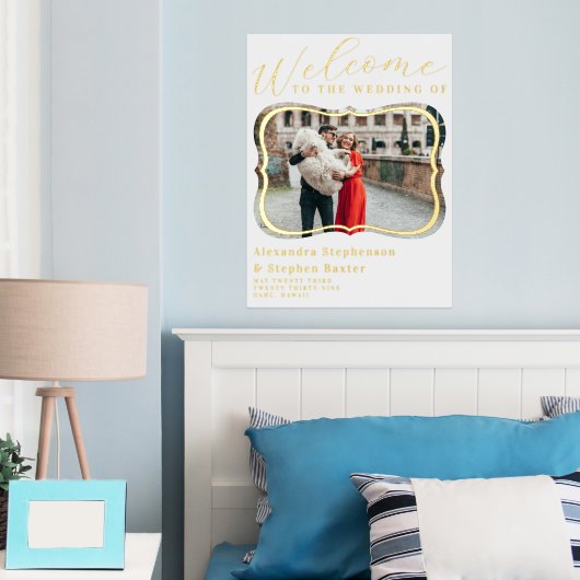フォトエレガントス結婚ウェルカムサインゴールドフォイルプリント 箔ポスター (インサイチュ (寝室))
