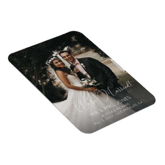 フォトエレガントタイポグラフィ結婚の縦3 マグネット (右側)