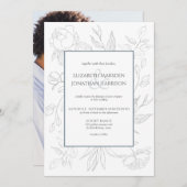 フォトエレガントダスティブルーラインスケッチフローラ 招待状 (正面/裏面)