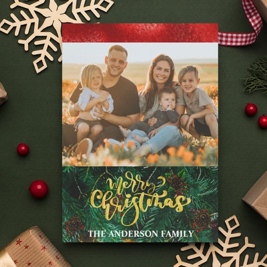 フォトエレガントトレンディー手書きスクリプトクリスマス シーズンカード