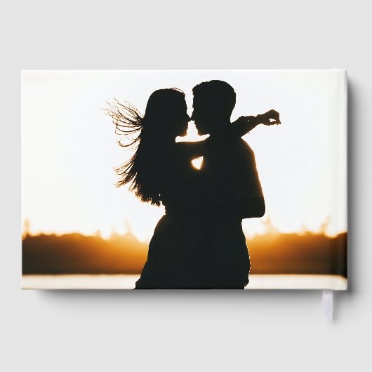 フォトエレガントハートモダンズ結婚ブラック ゲストブック (裏面)