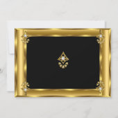 フォトエレガントバースデーパーティーブラック金ゴールドダイヤモンド2 招待状 (裏面)