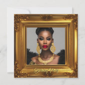 フォトエレガントバースデーパーティー華美金ゴールド枠 招待状 (正面)