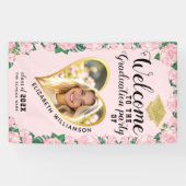 フォトエレガントフローラピンク卒業へようこそ 横断幕 (横)