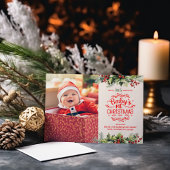 フォトエレガントフローラベビーの初めてのクリスマス シーズンカード