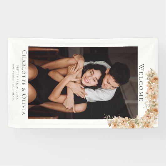 フォトエレガントフローラ歓迎結婚の 横断幕 (横)