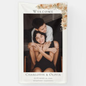 フォトエレガントフローラ歓迎結婚の 横断幕 (縦)