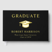 フォトエレガントブラック卒業パーティー ゲストブック (正面)