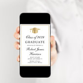 フォトエレガントホワイト金ゴールド卒業パーティー 招待状