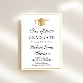 フォトエレガントホワイト金ゴールド卒業パーティー 招待状