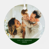 フォトエレガントレトログリーンと金ゴールドメリークリスマス メタルオーナメント (裏面)