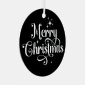 フォトエレガントレトロメリークリスマスブラックキープサケ メタルオーナメント (正面右)