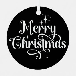 フォトエレガントレトロメリークリスマスブラックキープサケ メタルオーナメント