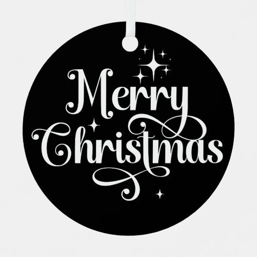 フォトエレガントレトロメリークリスマスブラックキープサケ メタルオーナメント (正面)