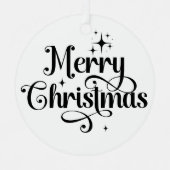 フォトエレガントレトロメリークリスマスブラック&ホワイト メタルオーナメント (正面)