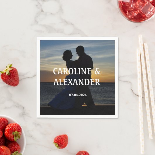 フォトエレガント写真サンセットサマーシック結婚ズ スタンダードカクテルナプキン (インサイチュ)