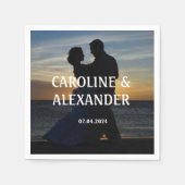 フォトエレガント写真サンセットサマーシック結婚ズ スタンダードカクテルナプキン (正面)