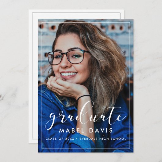 フォトエレガント卒業式パーティーの招待 案内状 (正面/裏面)