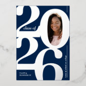 フォトエレガント卒業式パーティーシルバー 箔招待状 (正面)