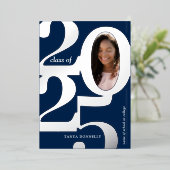 フォトエレガント卒業式パーティーシルバー 箔招待状 (立ち正面)