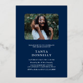 フォトエレガント卒業式パーティーシルバー 箔招待状 (裏面)